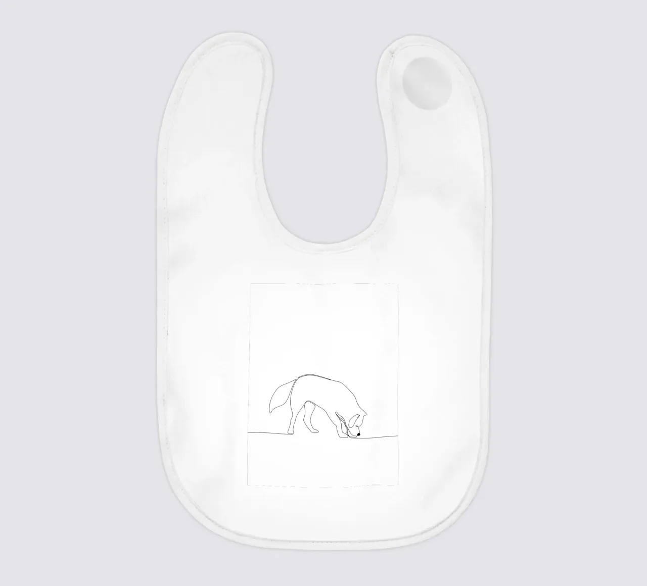 Minimalist Line Drawing of a Dog Sniffing | Modern Abstract baby bib by Viv Line Art