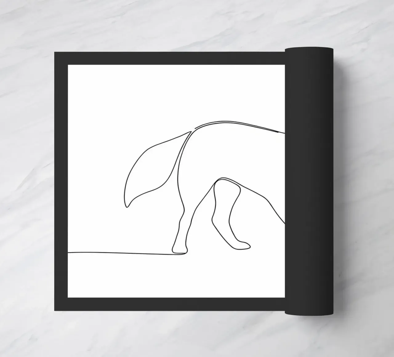 Minimalist Line Drawing of a Dog Sniffing | Modern Abstract doormat by Viv Line Art