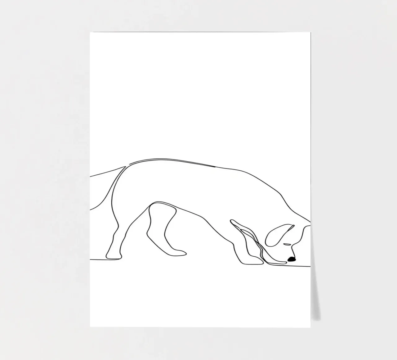 Minimalist Line Drawing of a Dog Sniffing | Modern Abstract sticker sheet by Viv Line Art