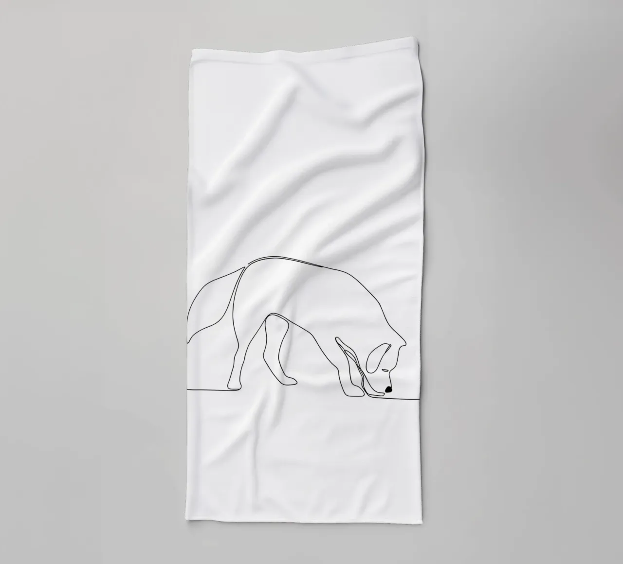 Minimalist Line Drawing of a Dog Sniffing | Modern Abstract towel by Viv Line Art
