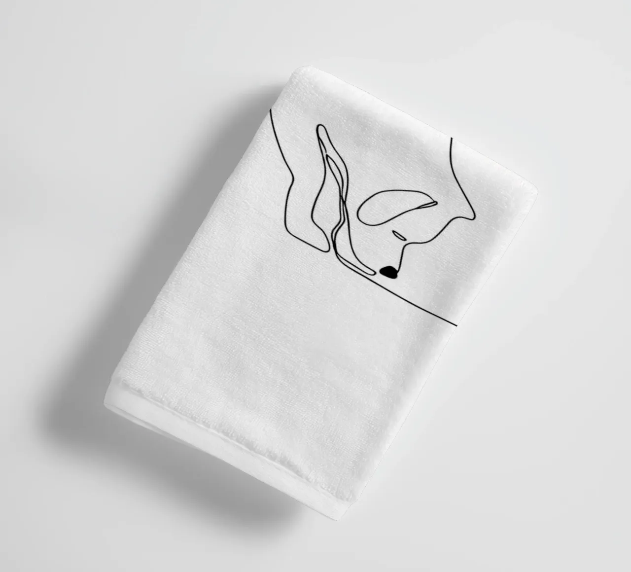 Minimalist Line Drawing of a Dog Sniffing | Modern Abstract towel by Viv Line Art