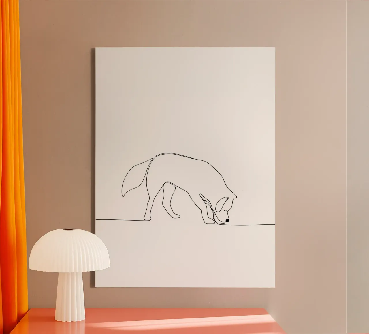 Minimalist Line Drawing of a Dog Sniffing | Modern Abstract canvas by Viv Line Art