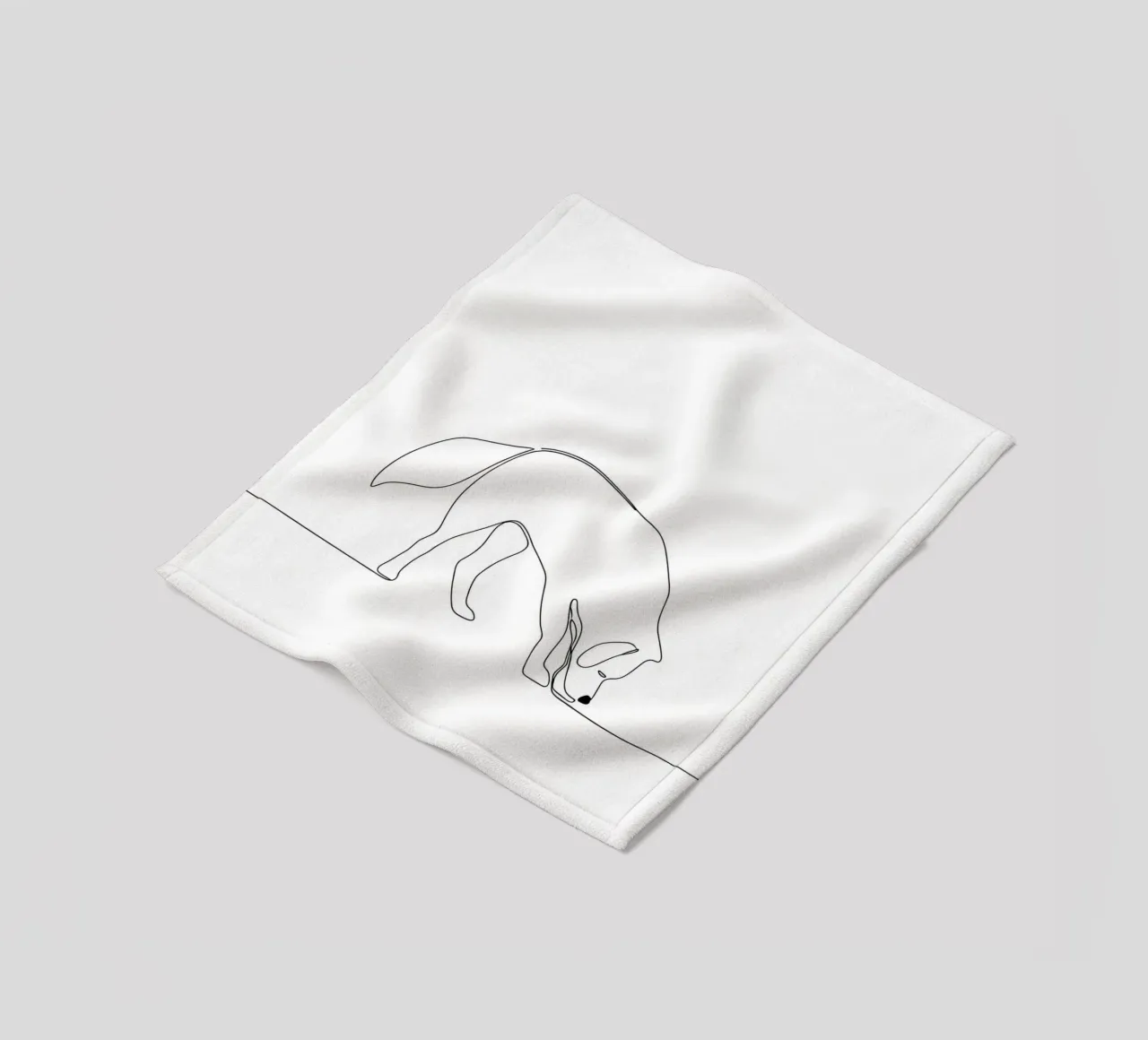 Dessin au trait minimaliste d'un chien qui renifle | Abstrait moderne plaid polaire de Viv Line Art