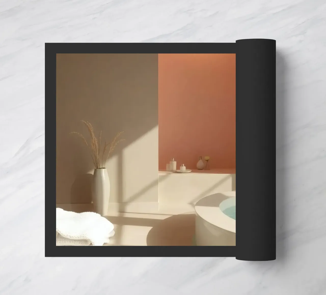 Lussuoso bagno dal design moderno con un'ampia vasca da bagno zerbino da DesignDoodle