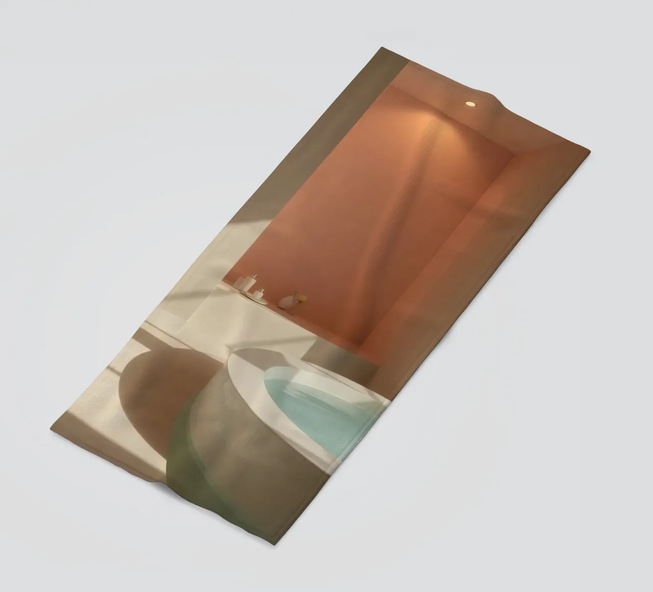 Luxurious bathroom with modern design featuring a large soak beach towel by DesignDoodle