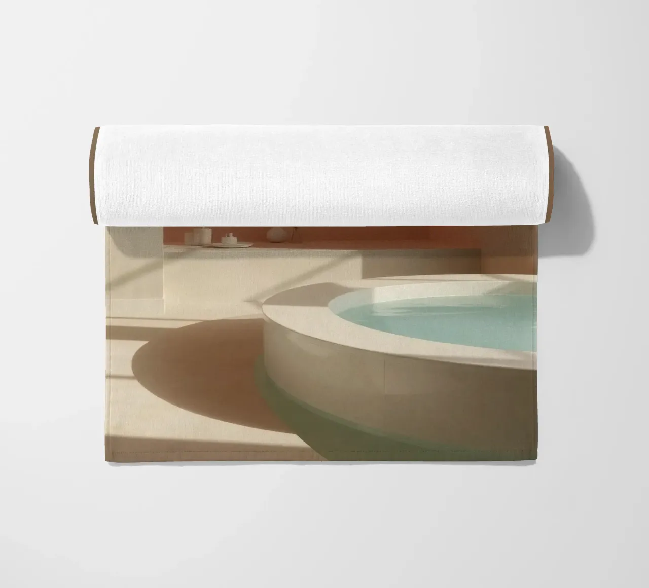 Luxurious bathroom with modern design featuring a large soak beach towel by DesignDoodle