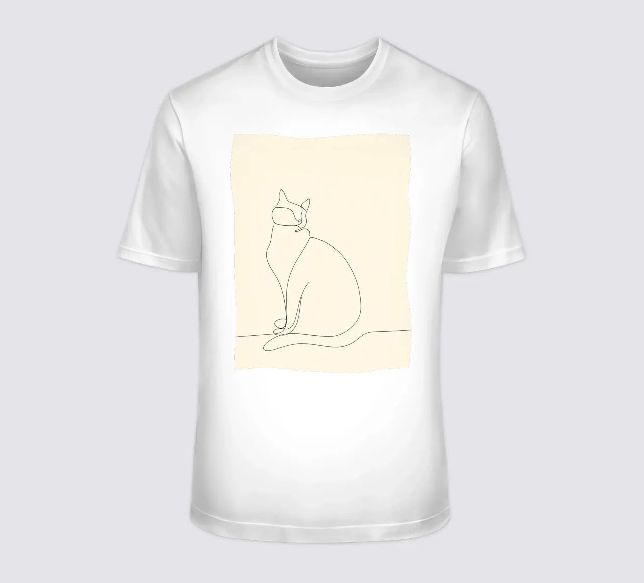 Minimalist Line Drawing of a Cat Sitting | Modern Abstract t-shirt by Viv Line Art