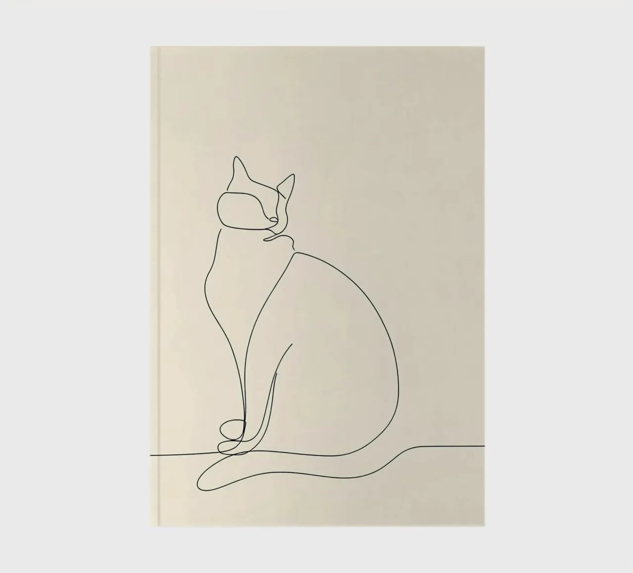 Minimalist Line Drawing of a Cat Sitting | Modern Abstract notebook by Viv Line Art