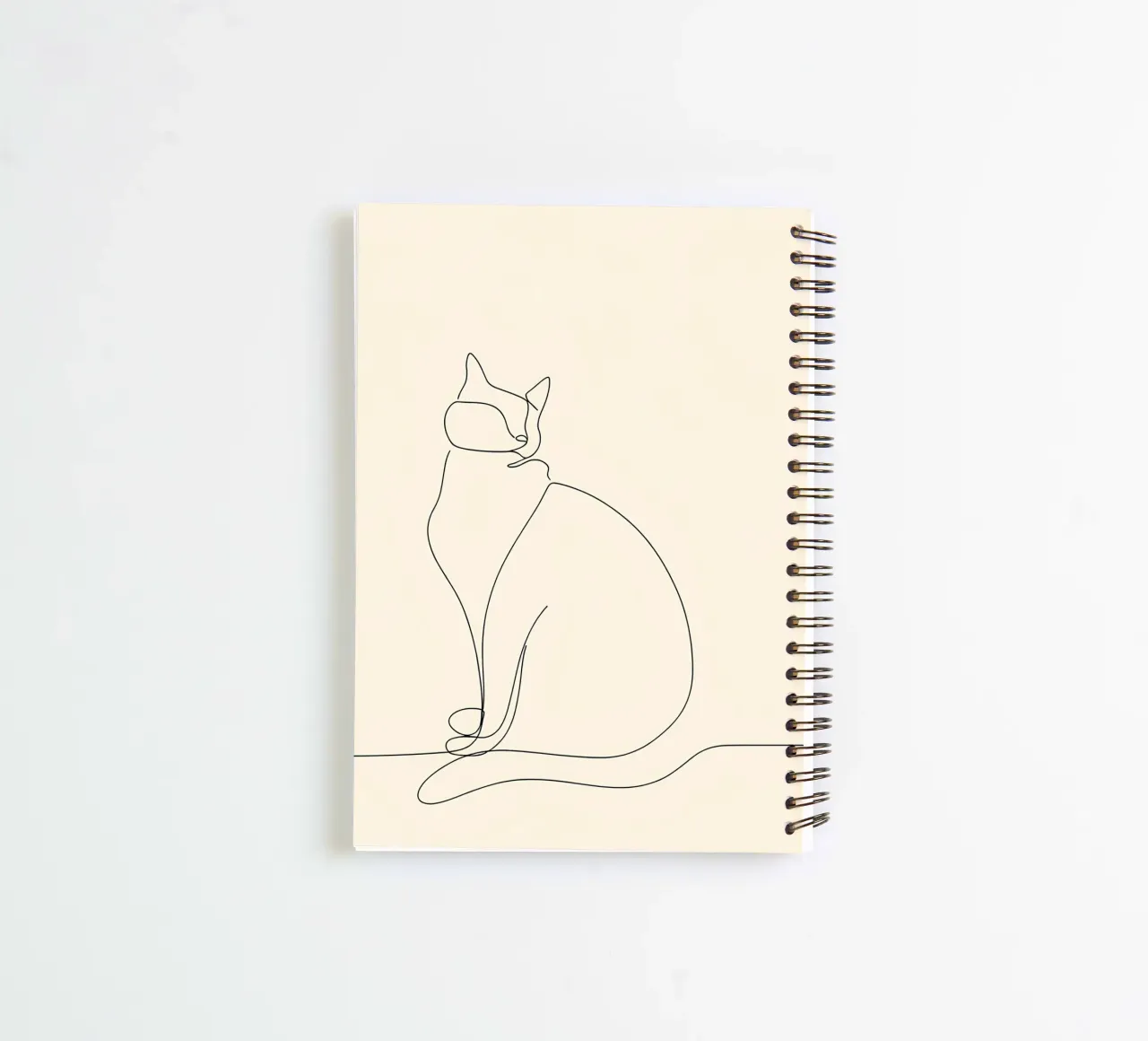 Minimalist Line Drawing of a Cat Sitting | Modern Abstract spiral notebook by Viv Line Art