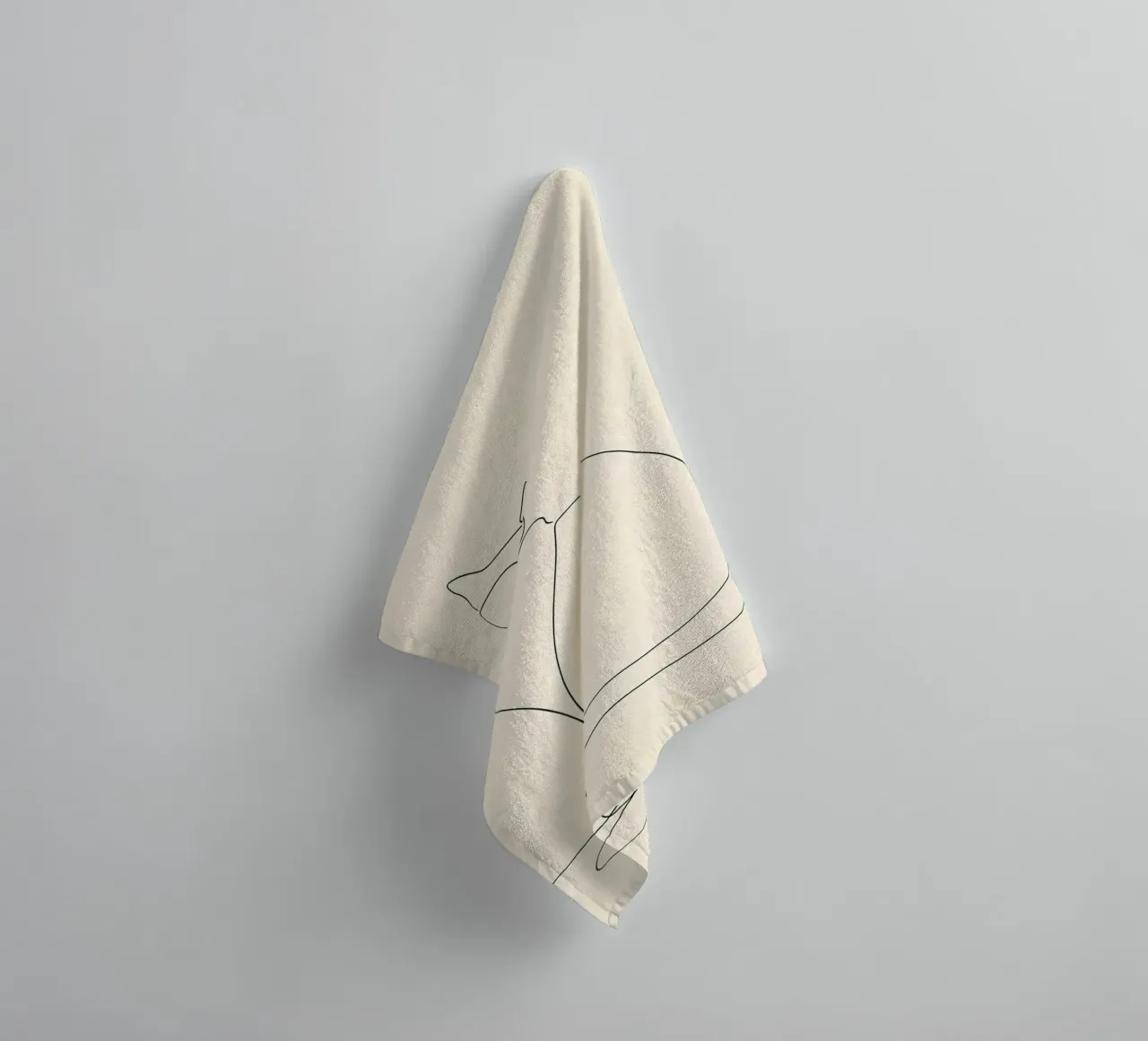Minimalist Line Drawing of a Cat Sitting | Modern Abstract towel by Viv Line Art
