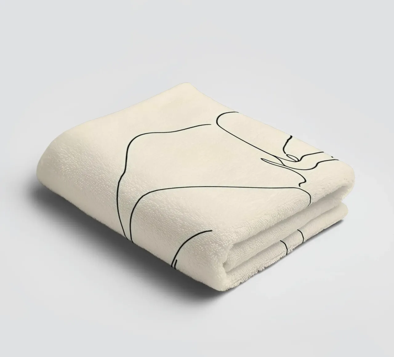 Minimalist Line Drawing of a Cat Sitting | Modern Abstract towel by Viv Line Art