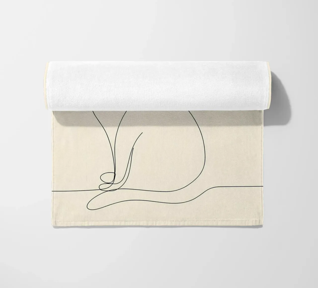 Minimalist Line Drawing of a Cat Sitting | Modern Abstract beach towel by Viv Line Art