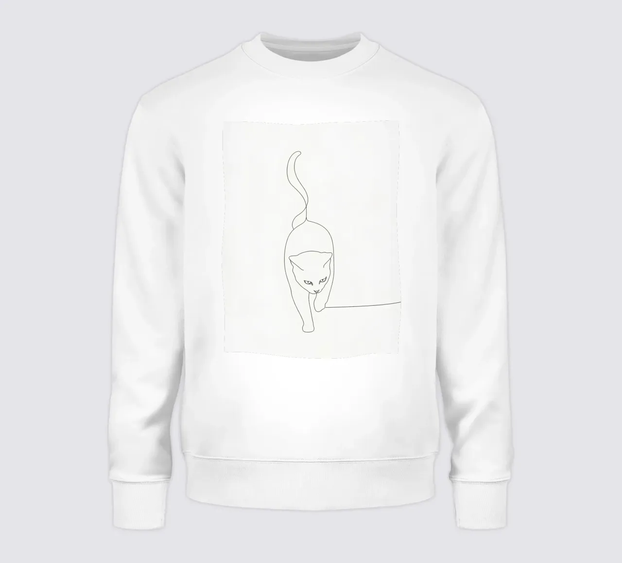 Minimalist Line Drawing of a Cat Walking | Modern Abstract sweatshirt by Viv Line Art