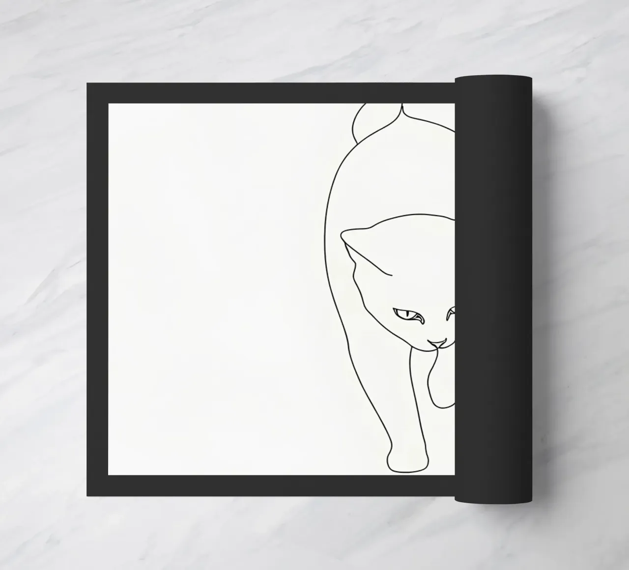 Minimalist Line Drawing of a Cat Walking | Modern Abstract doormat by Viv Line Art