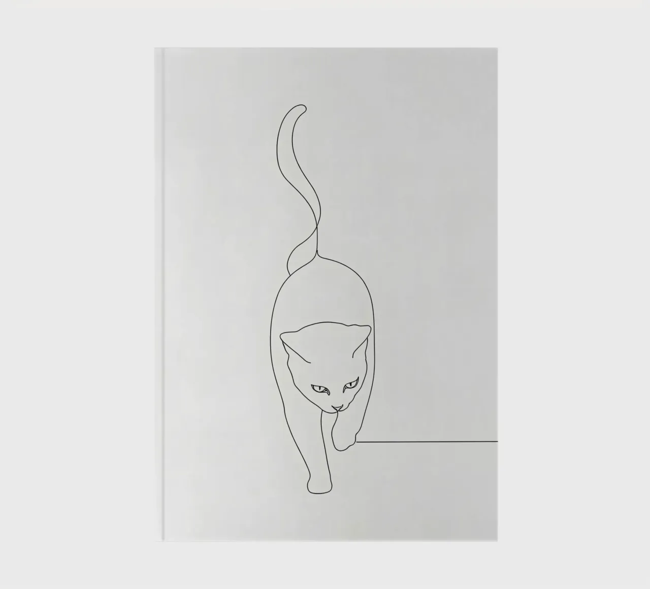Minimalist Line Drawing of a Cat Walking | Modern Abstract notebook by Viv Line Art