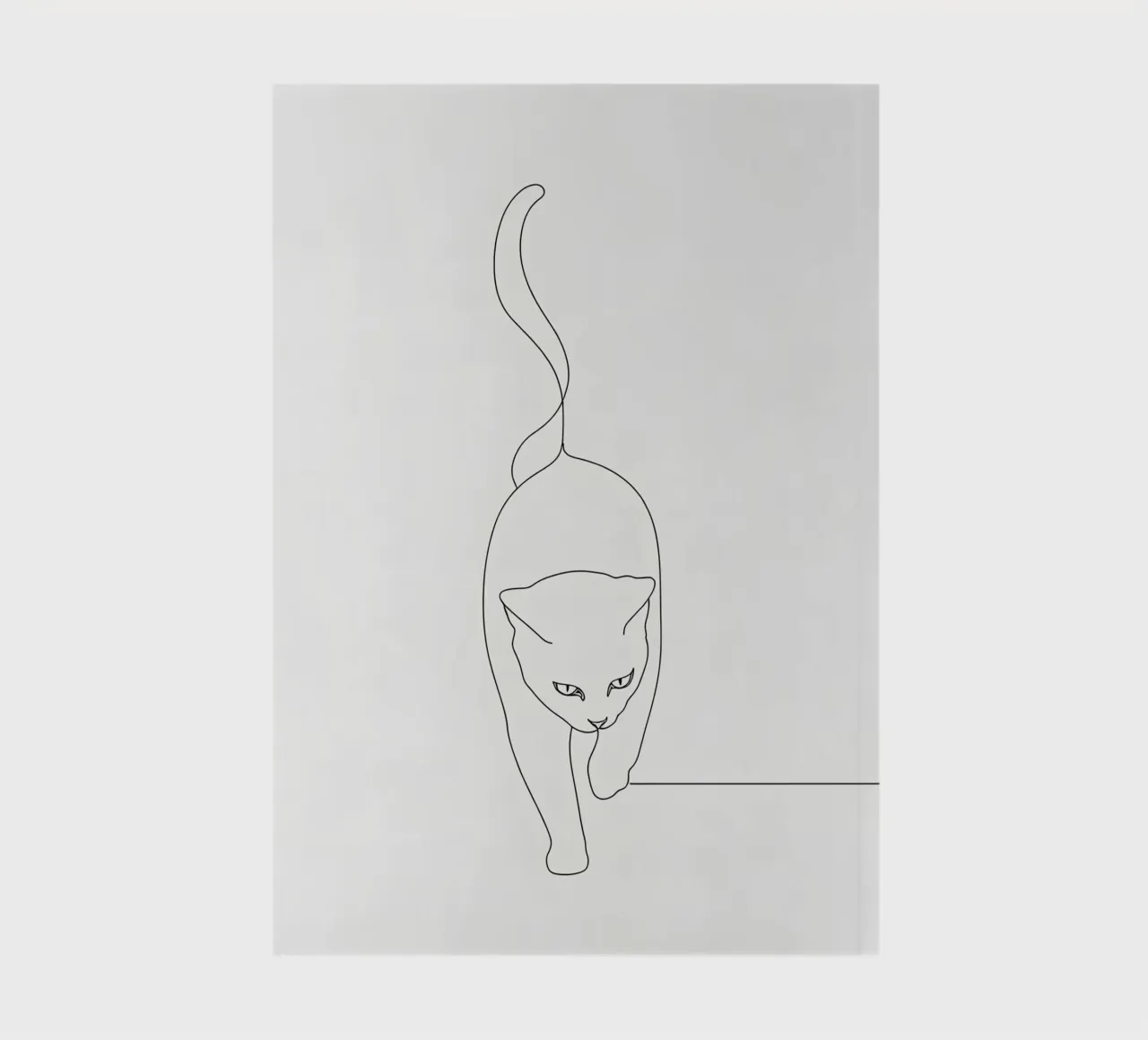 Minimalist Line Drawing of a Cat Walking | Modern Abstract notebook by Viv Line Art
