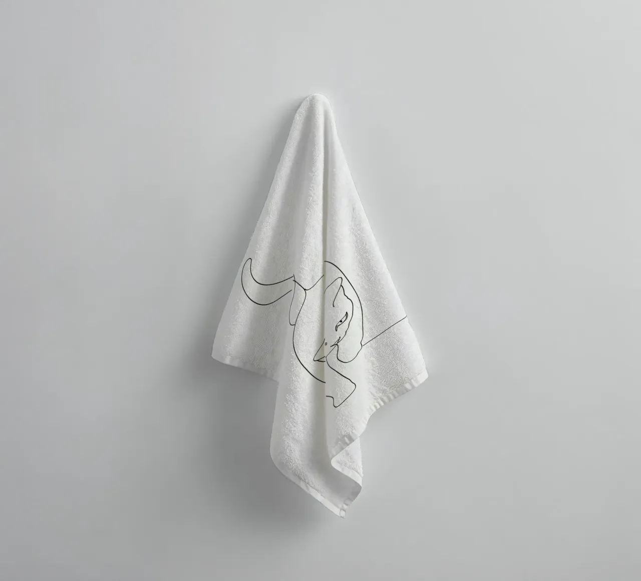 Minimalist Line Drawing of a Cat Walking | Modern Abstract towel by Viv Line Art