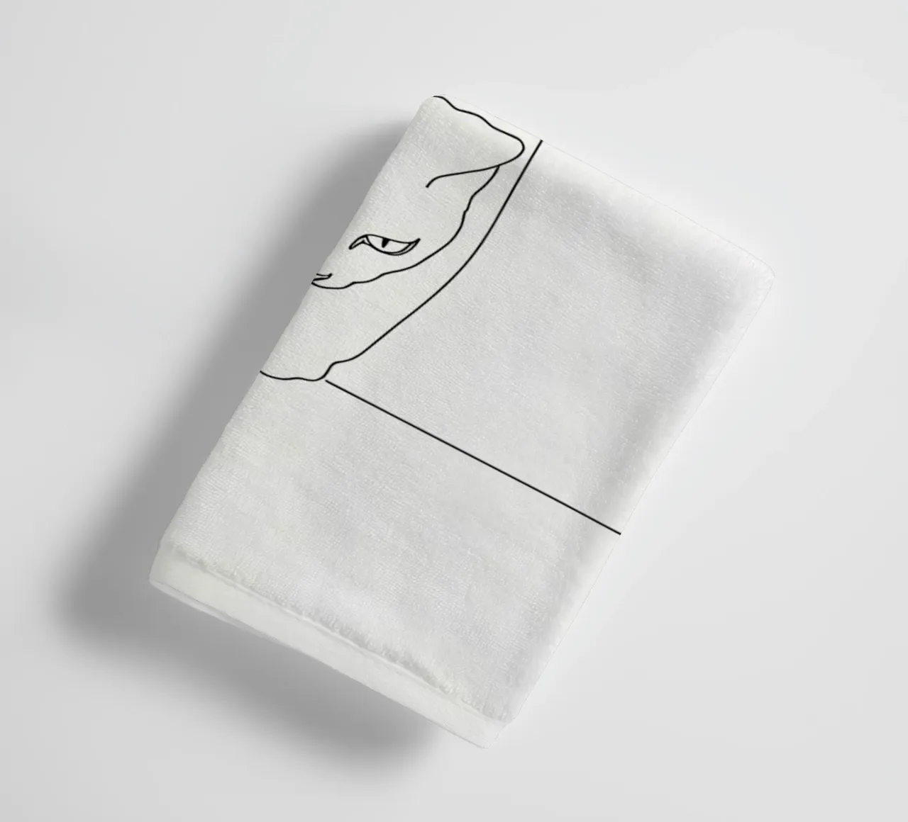Minimalist Line Drawing of a Cat Walking | Modern Abstract towel by Viv Line Art
