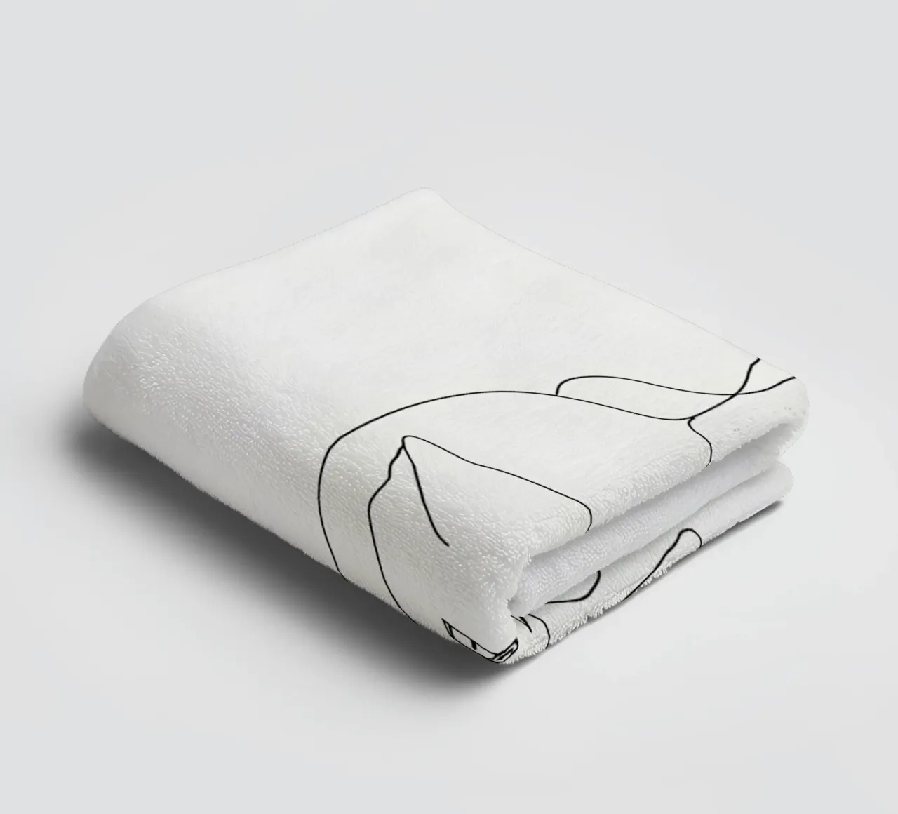 Minimalist Line Drawing of a Cat Walking | Modern Abstract towel by Viv Line Art
