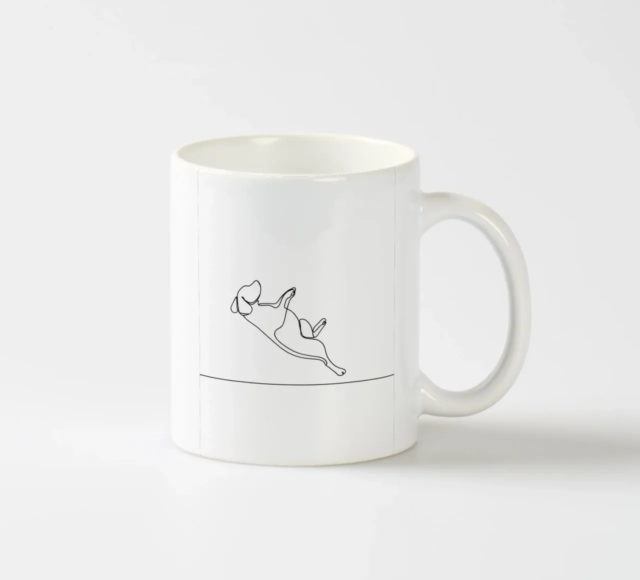 Minimalist Line Drawing of a Dog Flipping | Modern Abstract ceramic mug by Viv Line Art