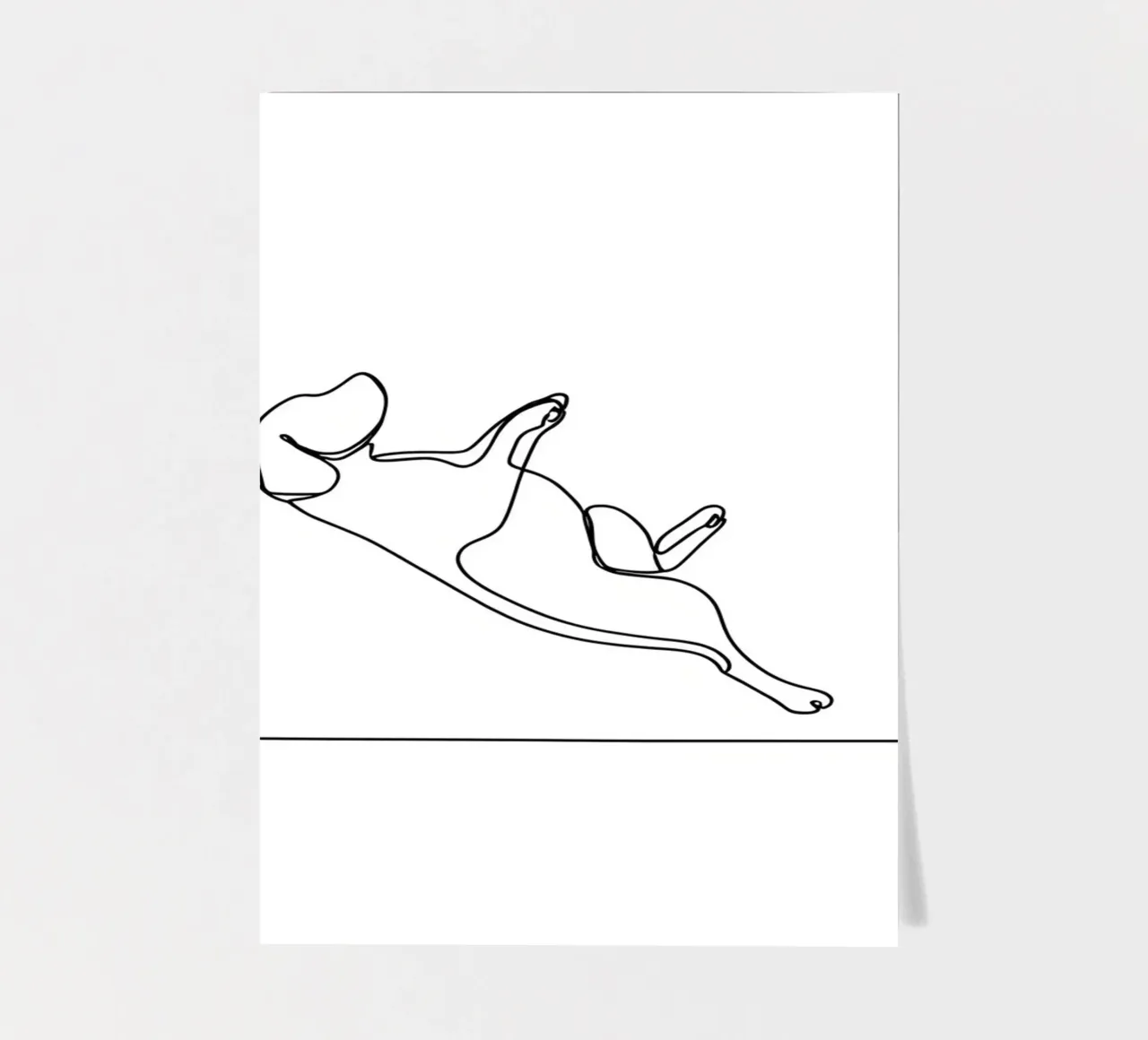 Minimalist Line Drawing of a Dog Flipping | Modern Abstract sticker sheet by Viv Line Art