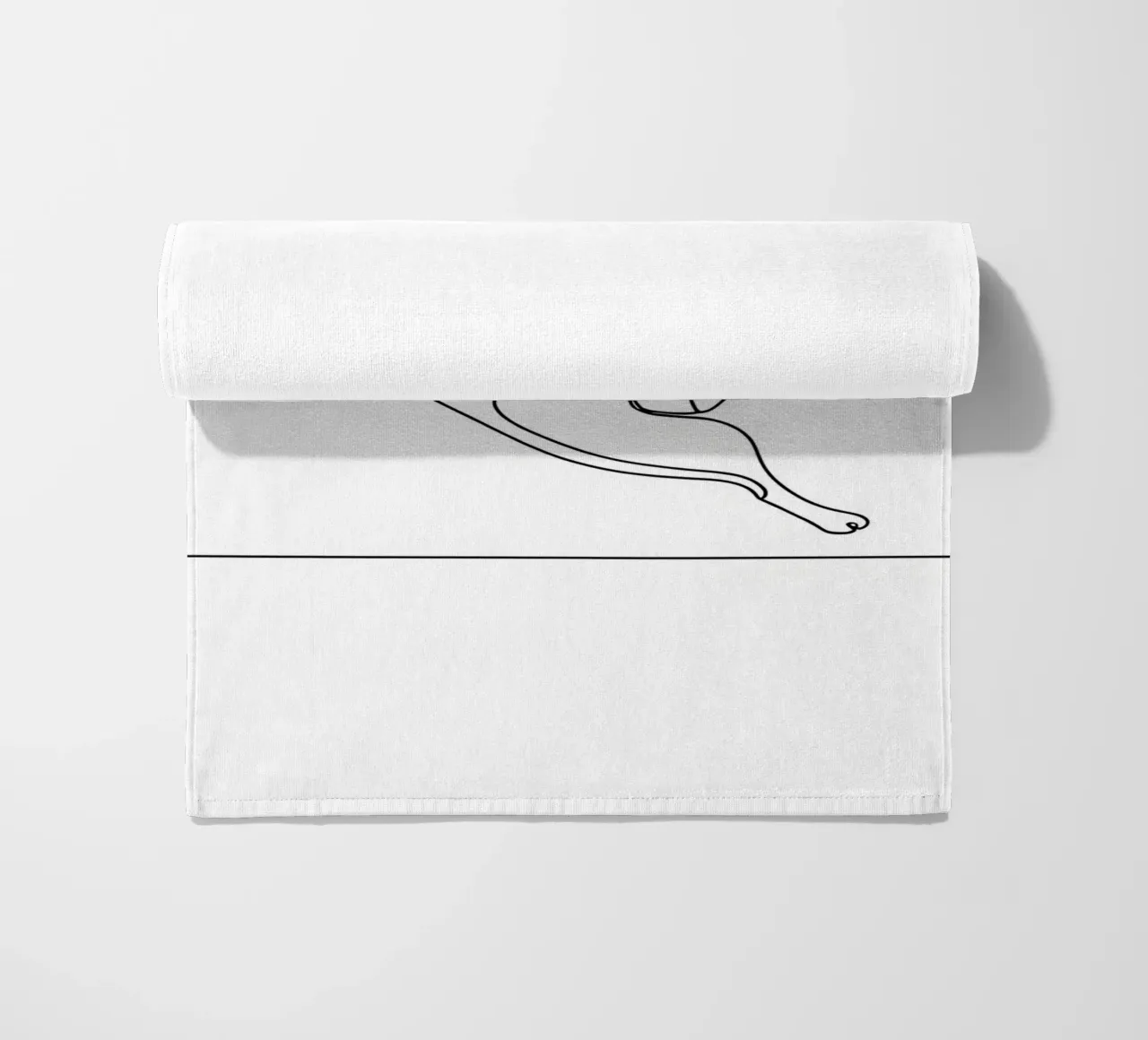 Minimalist Line Drawing of a Dog Flipping | Modern Abstract beach towel by Viv Line Art