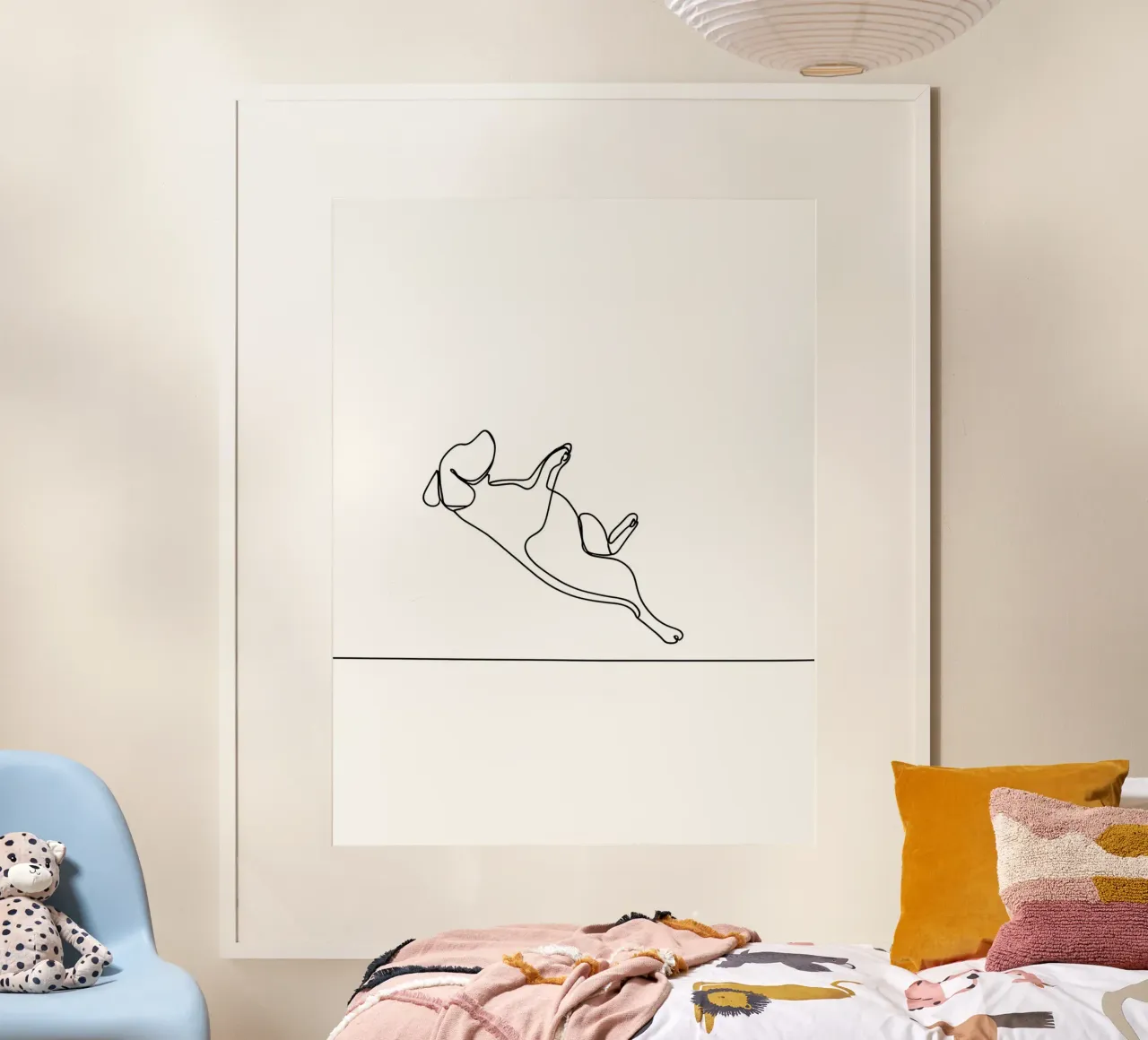 Minimalist Line Drawing of a Dog Flipping | Modern Abstract hahnemühle by Viv Line Art