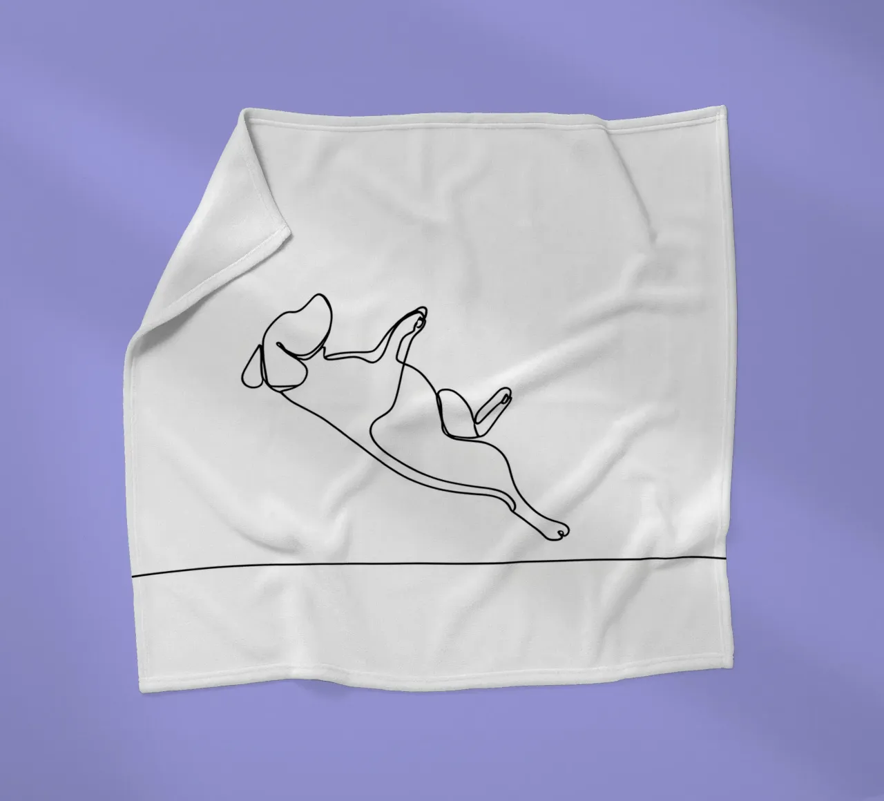 Minimalist Line Drawing of a Dog Flipping | Modern Abstract fleece blanket by Viv Line Art
