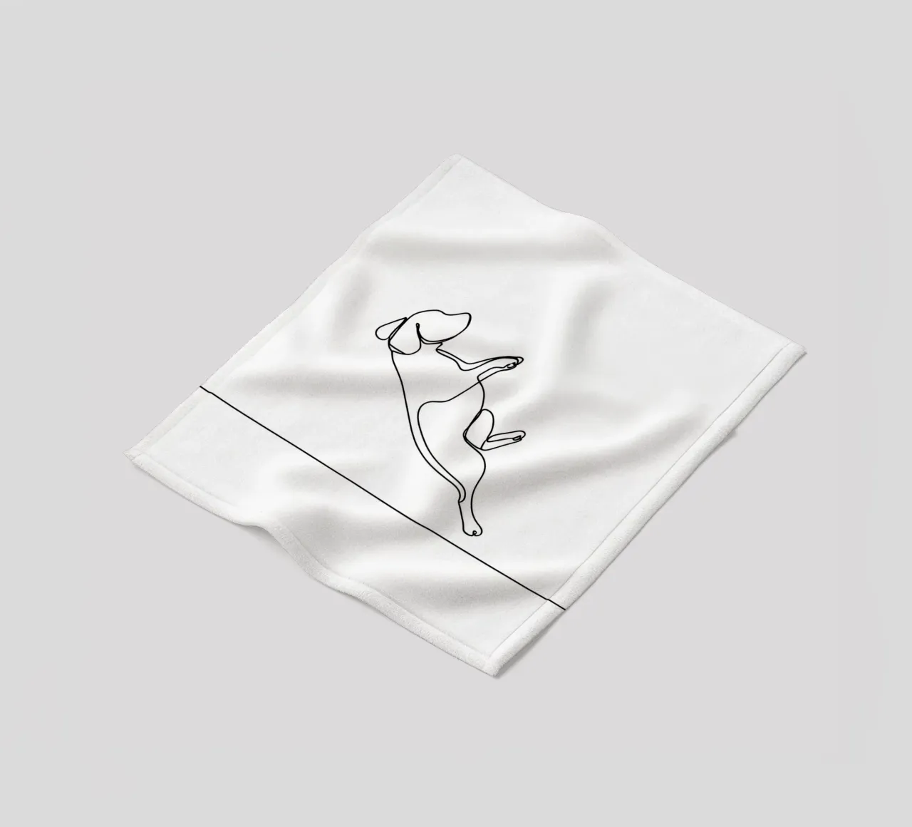 Minimalist Line Drawing of a Dog Flipping | Modern Abstract fleece blanket by Viv Line Art