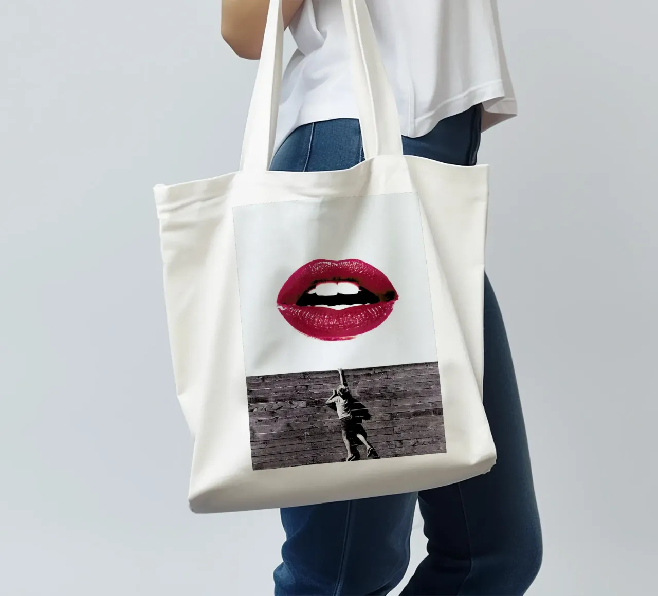 Curious Lips tote bag by Paste in Place