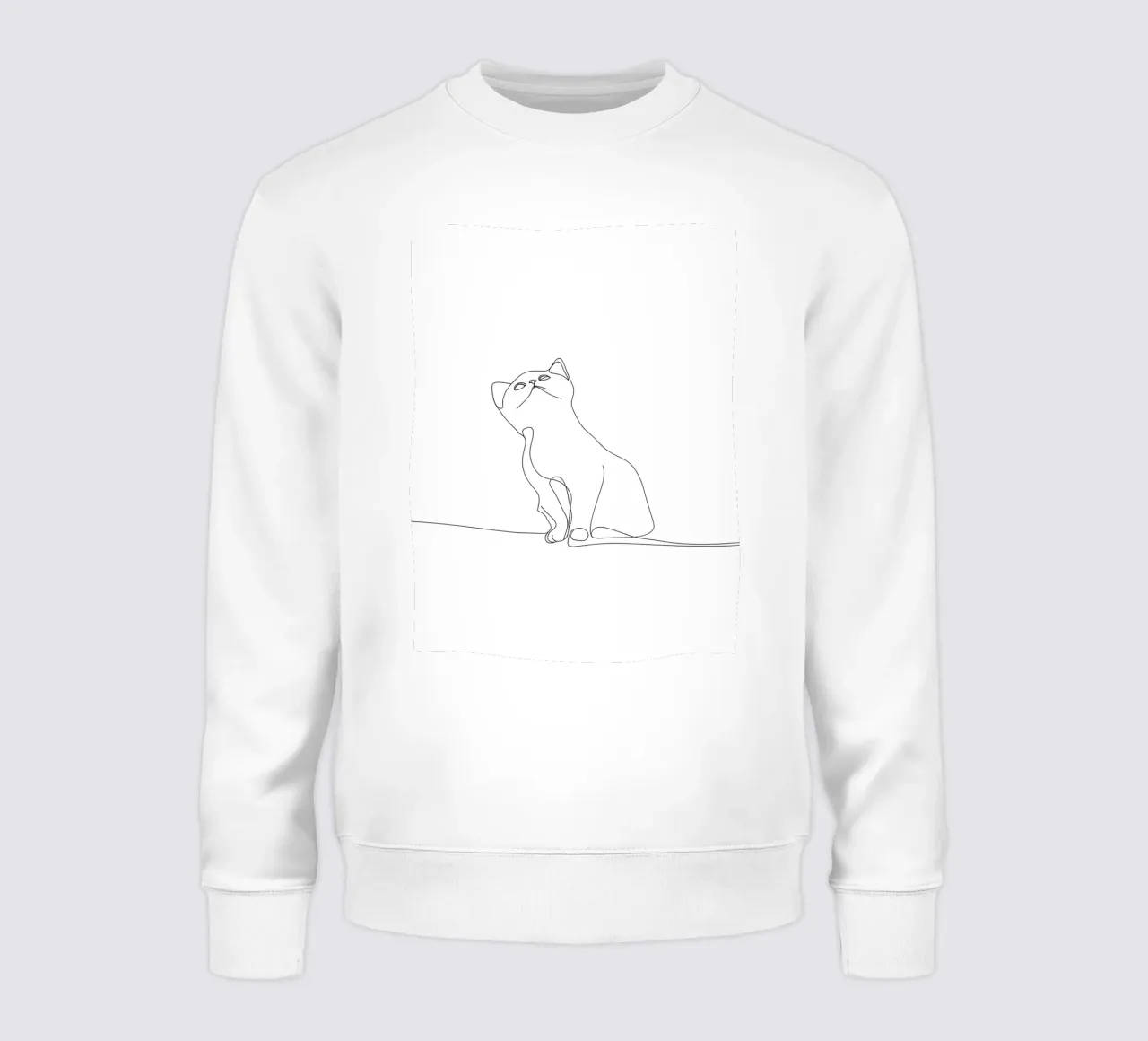 Dessin au trait minimaliste d'un chat mignon | Modern Abstract Art sweat de Viv Line Art