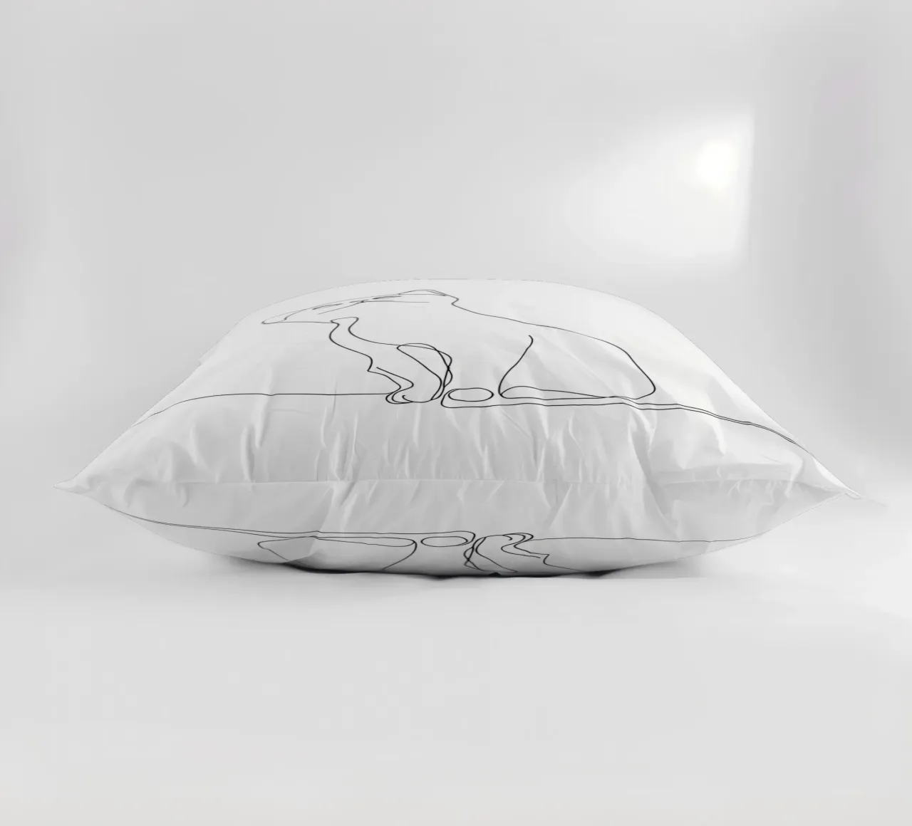 Minimalist Line Drawing of a Cute Cat | Modern Abstract Art decorative cushion by Viv Line Art