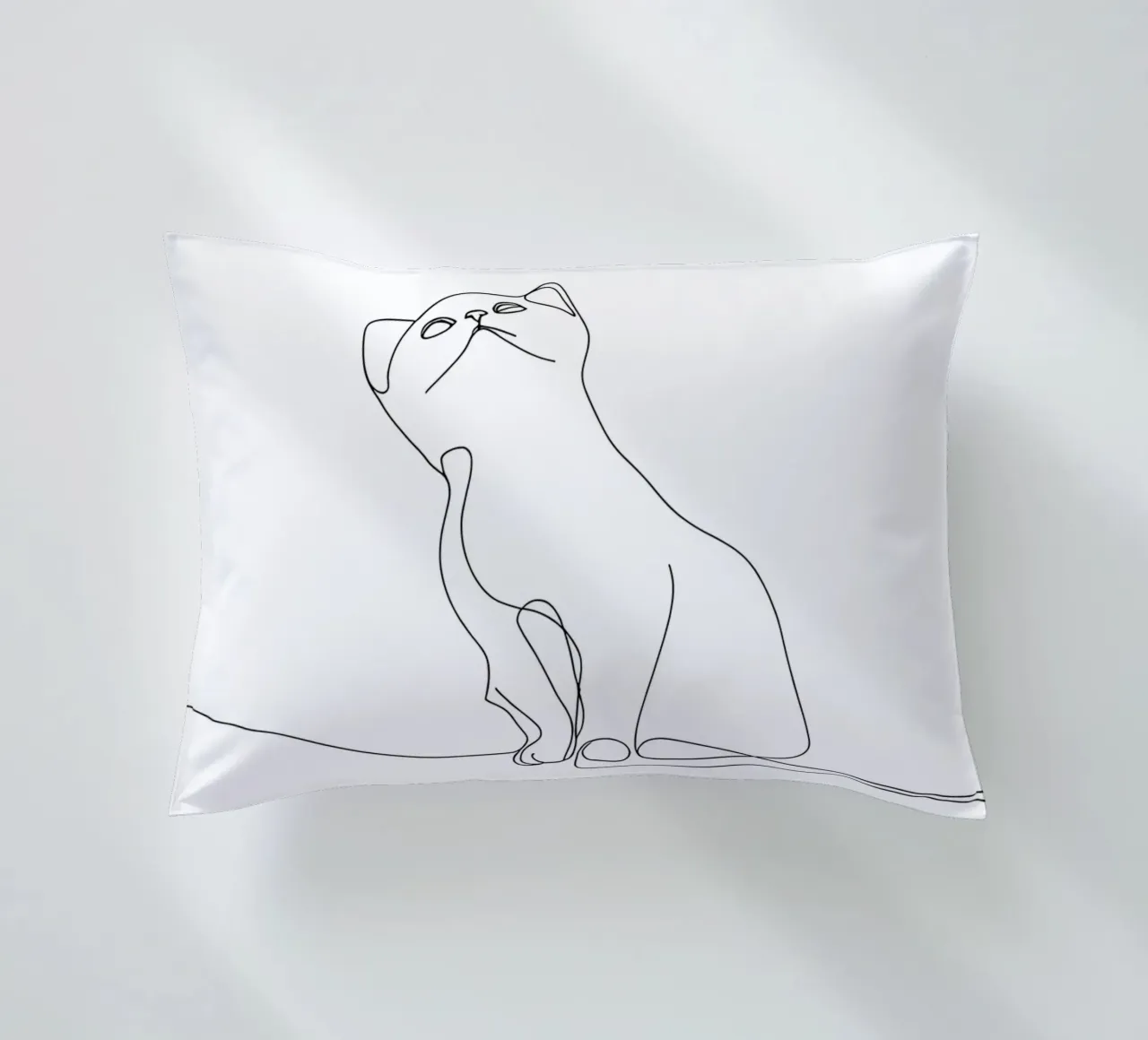 Minimalist Line Drawing of a Cute Cat | Modern Abstract Art decorative cushion by Viv Line Art
