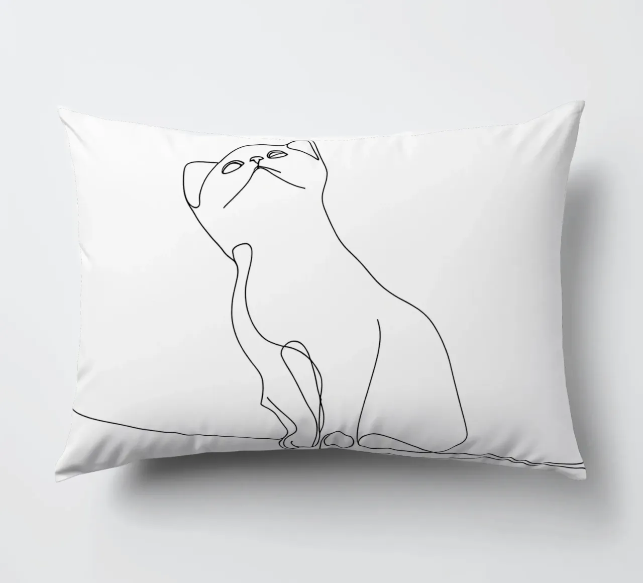 Minimalist Line Drawing of a Cute Cat | Modern Abstract Art decorative cushion by Viv Line Art