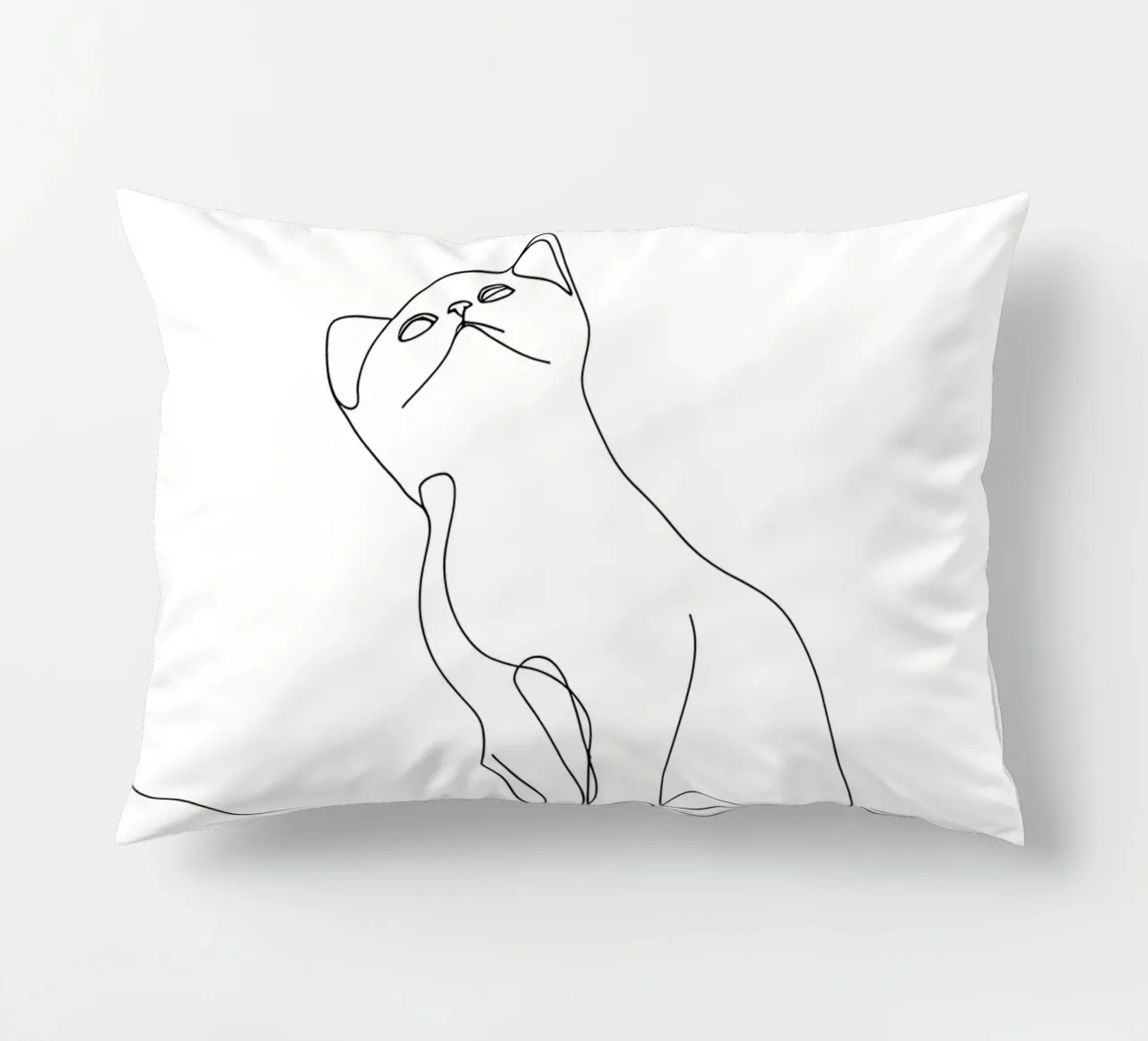 Minimalist Line Drawing of a Cute Cat | Modern Abstract Art decorative cushion by Viv Line Art