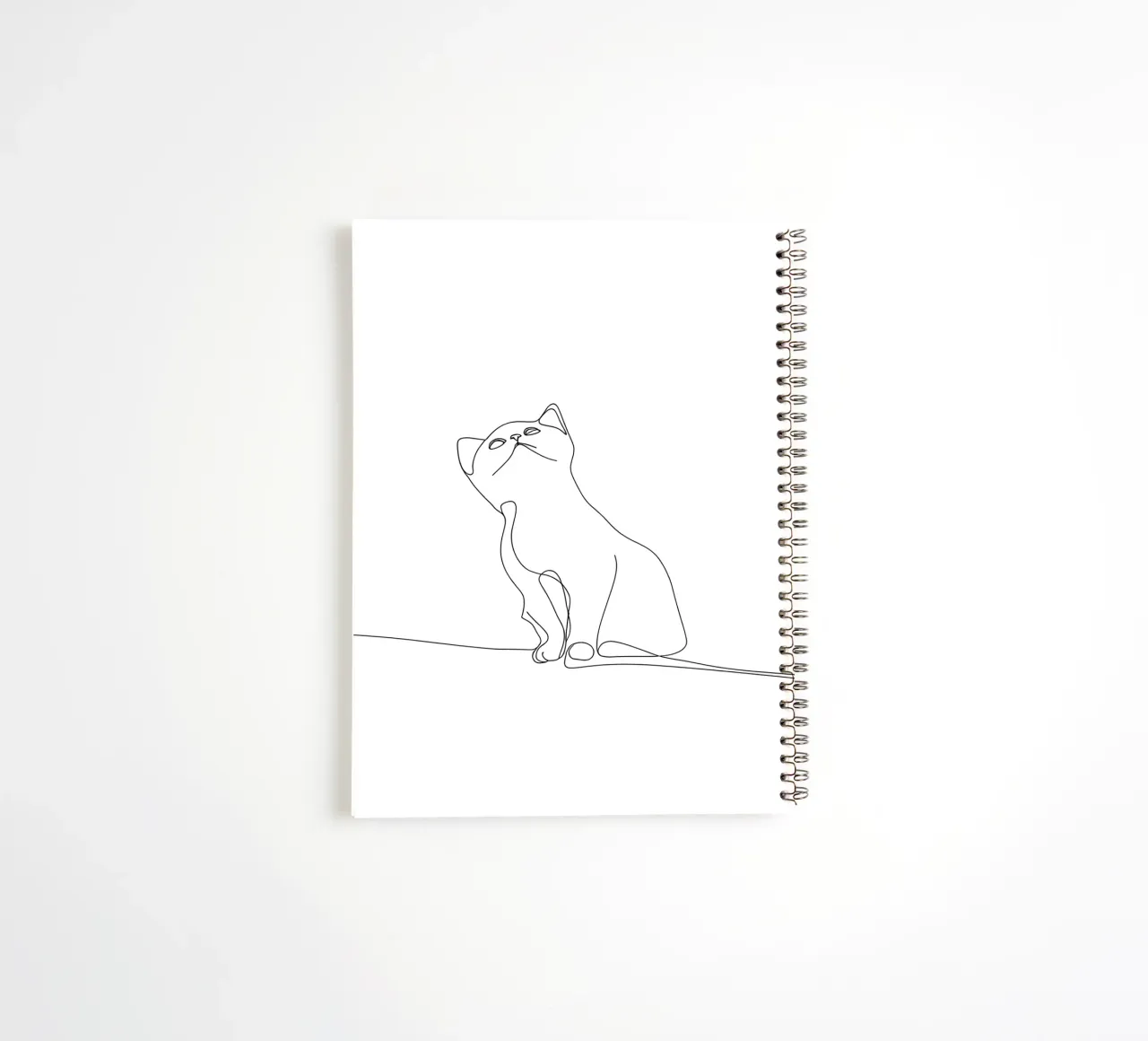 Minimalist Line Drawing of a Cute Cat | Modern Abstract Art spiral notebook by Viv Line Art
