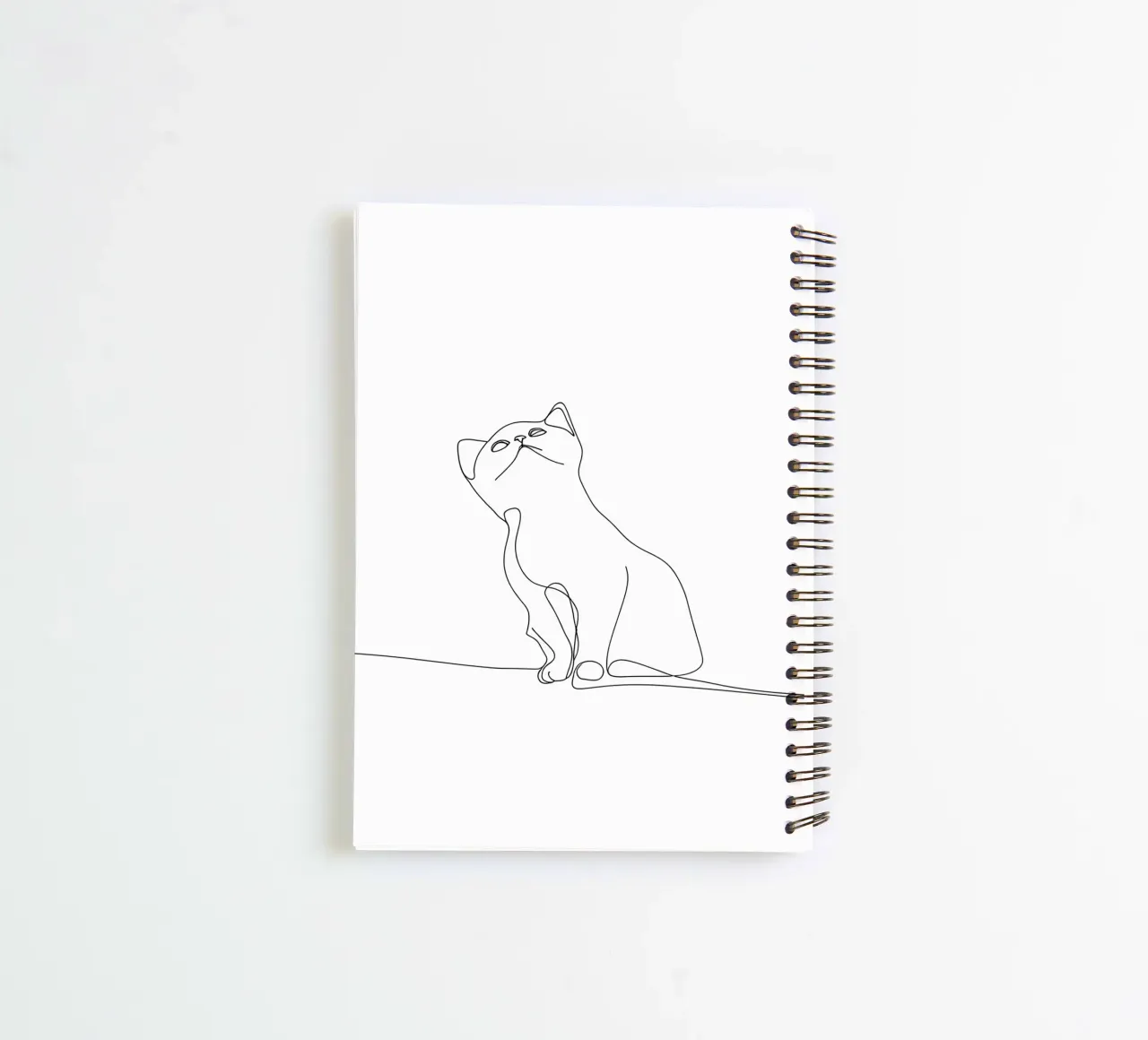 Minimalist Line Drawing of a Cute Cat | Modern Abstract Art spiral notebook by Viv Line Art