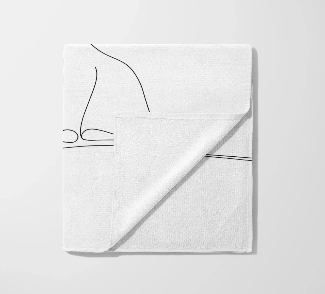 Dessin au trait minimaliste d'un chat mignon | Modern Abstract Art serviette de plage de Viv Line Art
