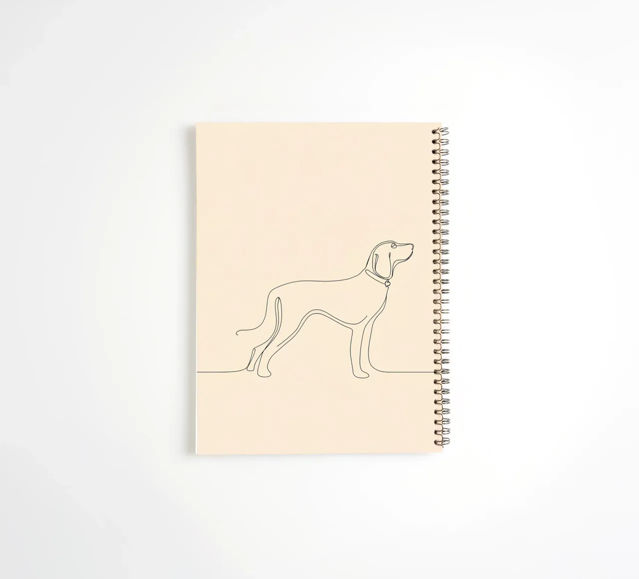 Minimalist Line Drawing of a Dog Walking | Modern Abstract spiral notebook by Viv Line Art