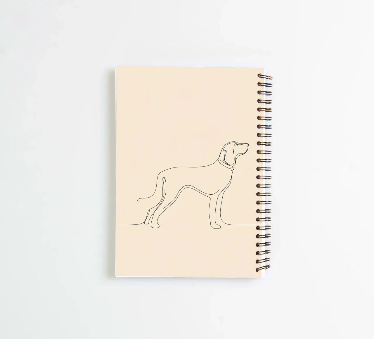 Minimalist Line Drawing of a Dog Walking | Modern Abstract spiral notebook by Viv Line Art
