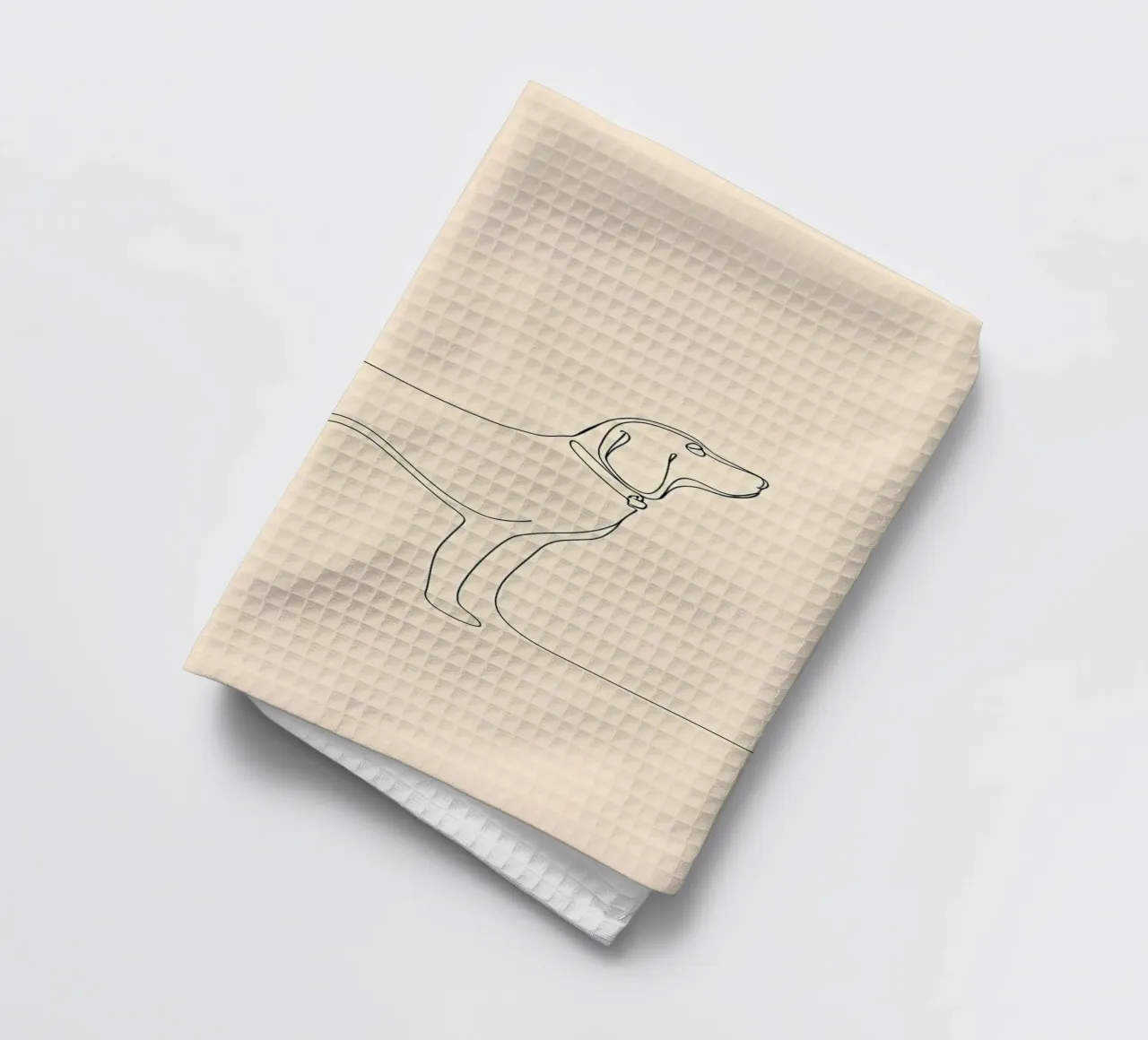 Dessin au trait minimaliste d'un chien qui se promène | Abstrait moderne torchon de Viv Line Art