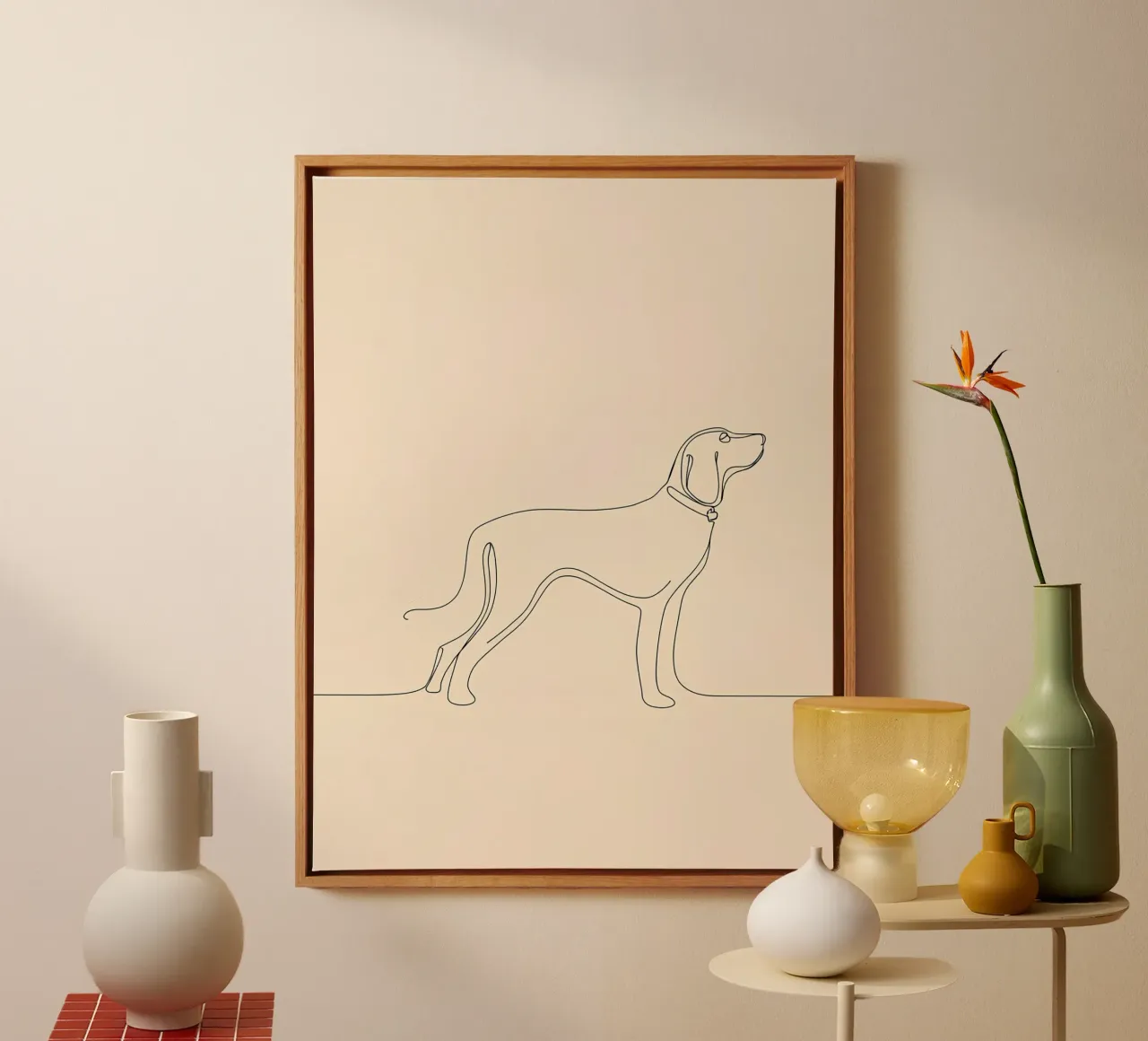 Minimalist Line Drawing of a Dog Walking | Modern Abstract canvas by Viv Line Art
