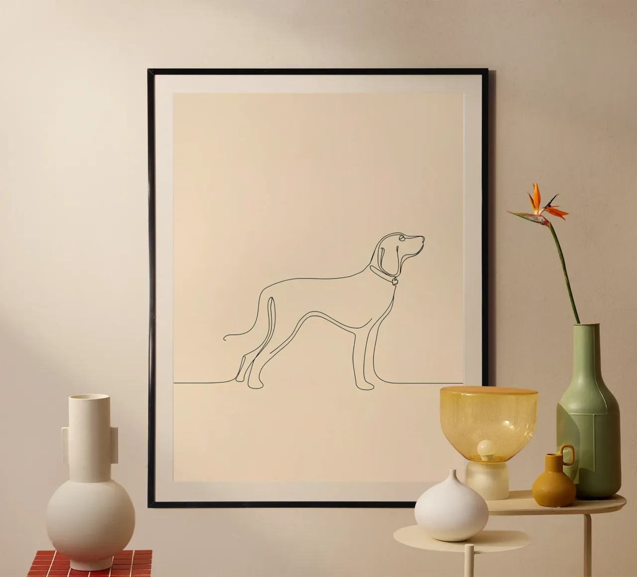 Minimalist Line Drawing of a Dog Walking | Modern Abstract hahnemühle by Viv Line Art