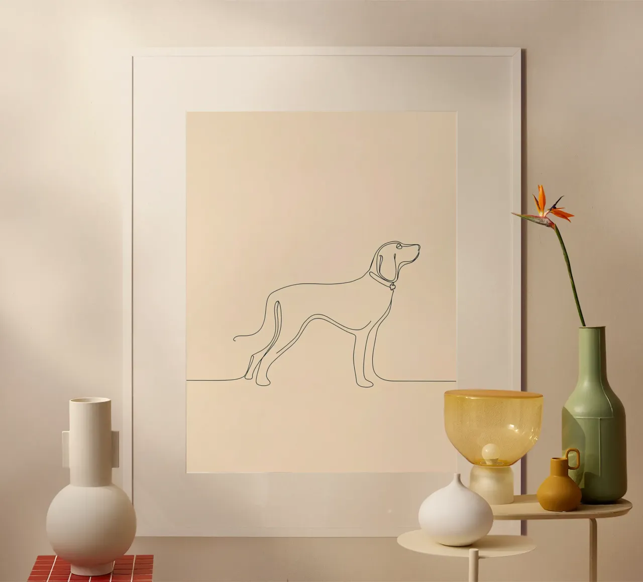 Minimalist Line Drawing of a Dog Walking | Modern Abstract hahnemühle by Viv Line Art