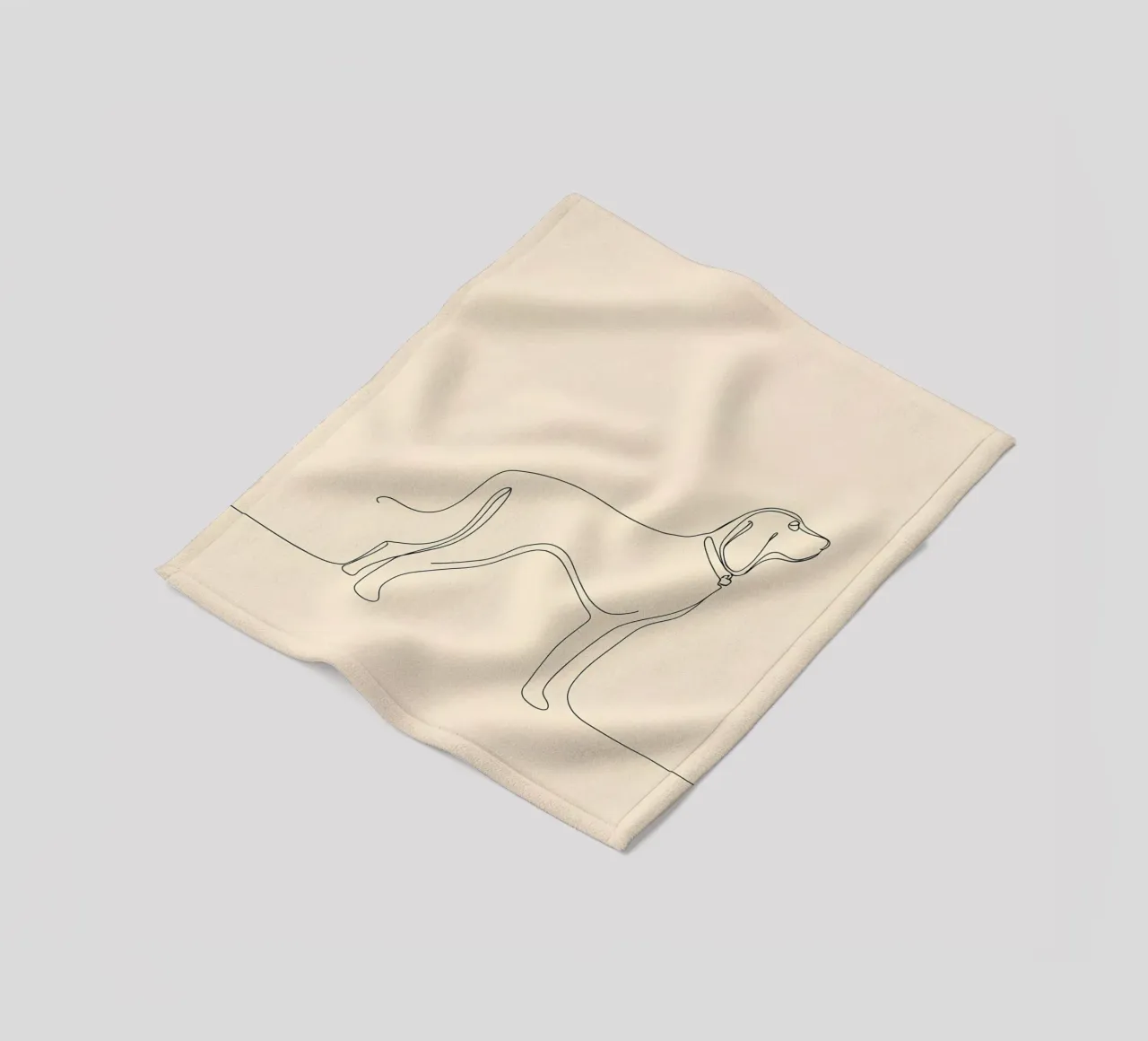 Dessin au trait minimaliste d'un chien qui se promène | Abstrait moderne plaid polaire de Viv Line Art