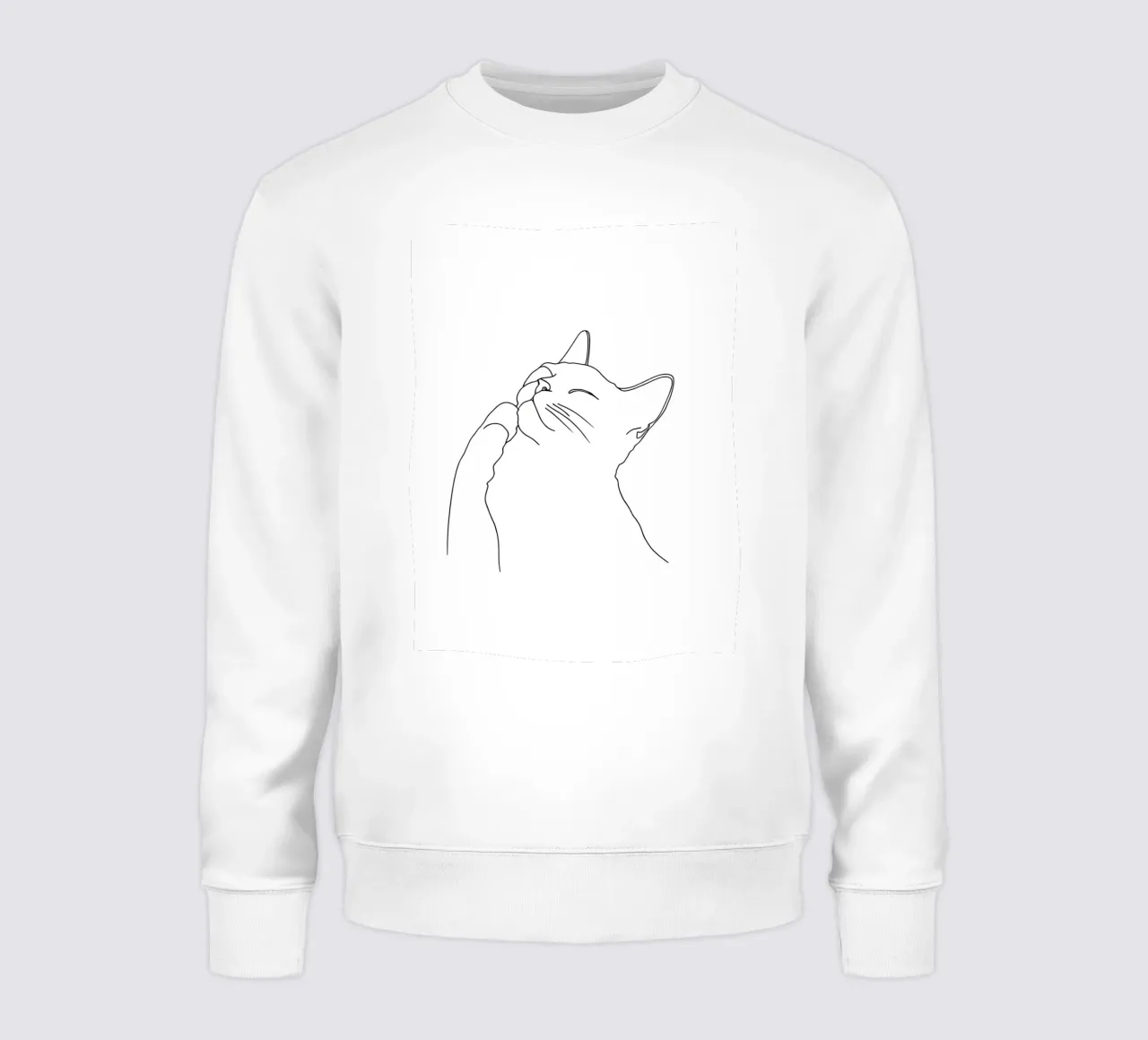 Minimalist Line Drawing of a Happy Cat | Modern Abstract Art sweatshirt by Viv Line Art