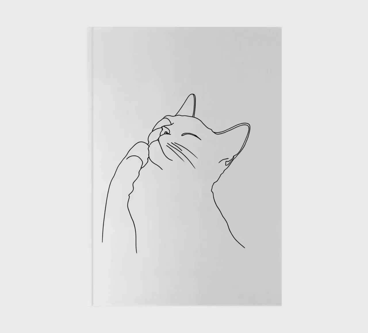 Minimalist Line Drawing of a Happy Cat | Modern Abstract Art notebook by Viv Line Art