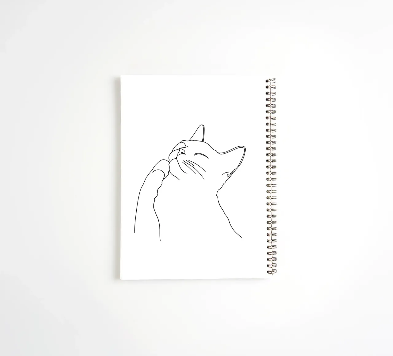 Minimalist Line Drawing of a Happy Cat | Modern Abstract Art spiral notebook by Viv Line Art