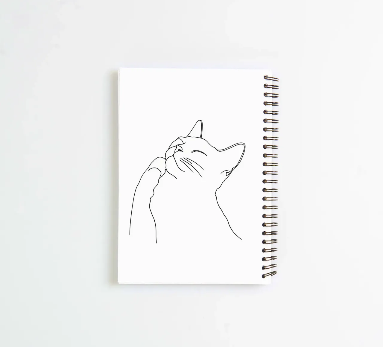 Minimalist Line Drawing of a Happy Cat | Modern Abstract Art spiral notebook by Viv Line Art