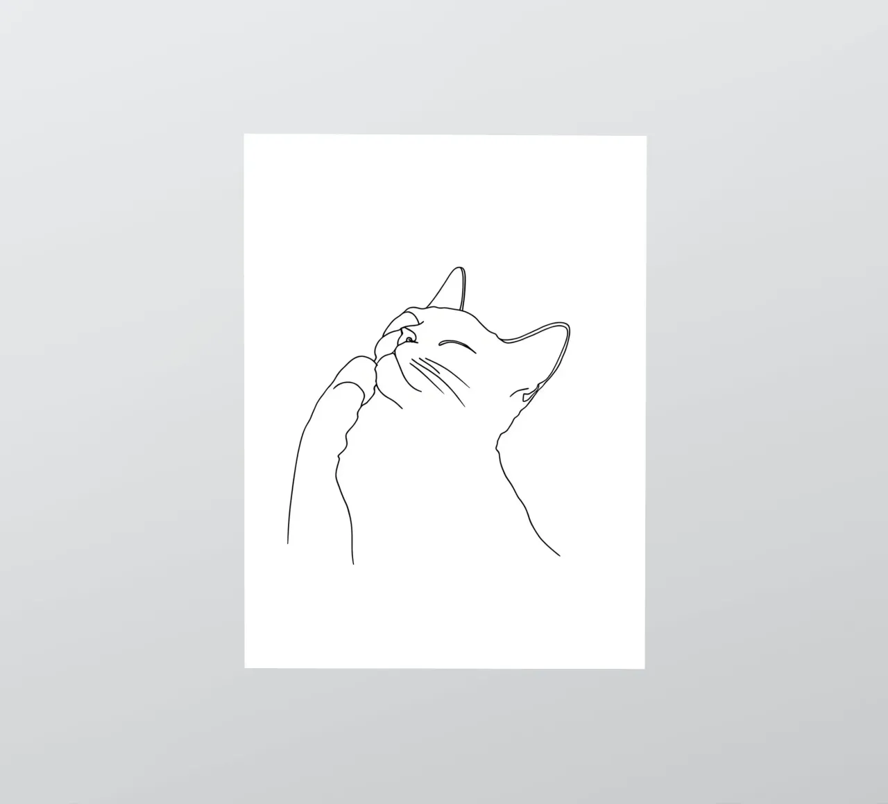 Minimalist Line Drawing of a Happy Cat | Modern Abstract Art sticker by Viv Line Art